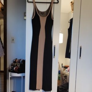 Elegant Black and Tan Sweater Dress